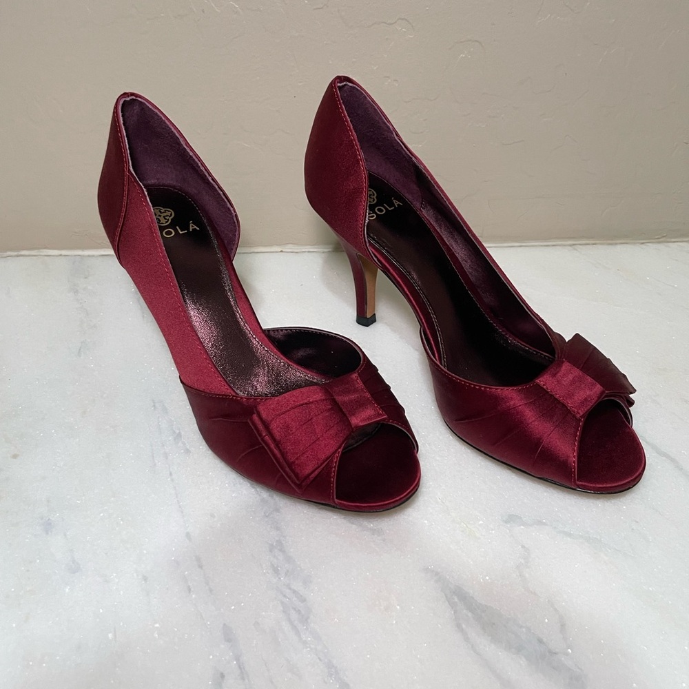 Burgundy Peep-Toe Heels Women’s